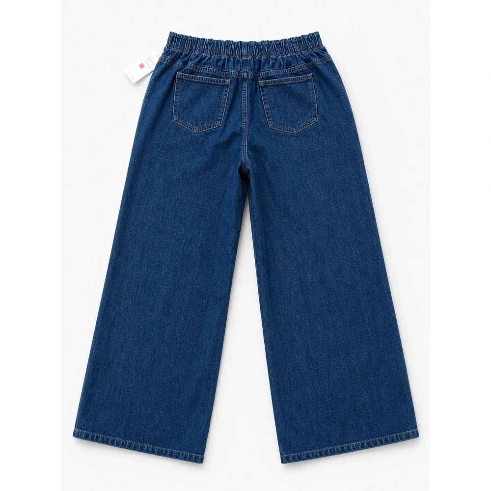 Just Be Womens Plus Size 3X Wide Leg Denim Jeans Dark Wash Elastic Waist Pull On